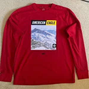 Red American Eagle “Known Around the World” Long Tee
